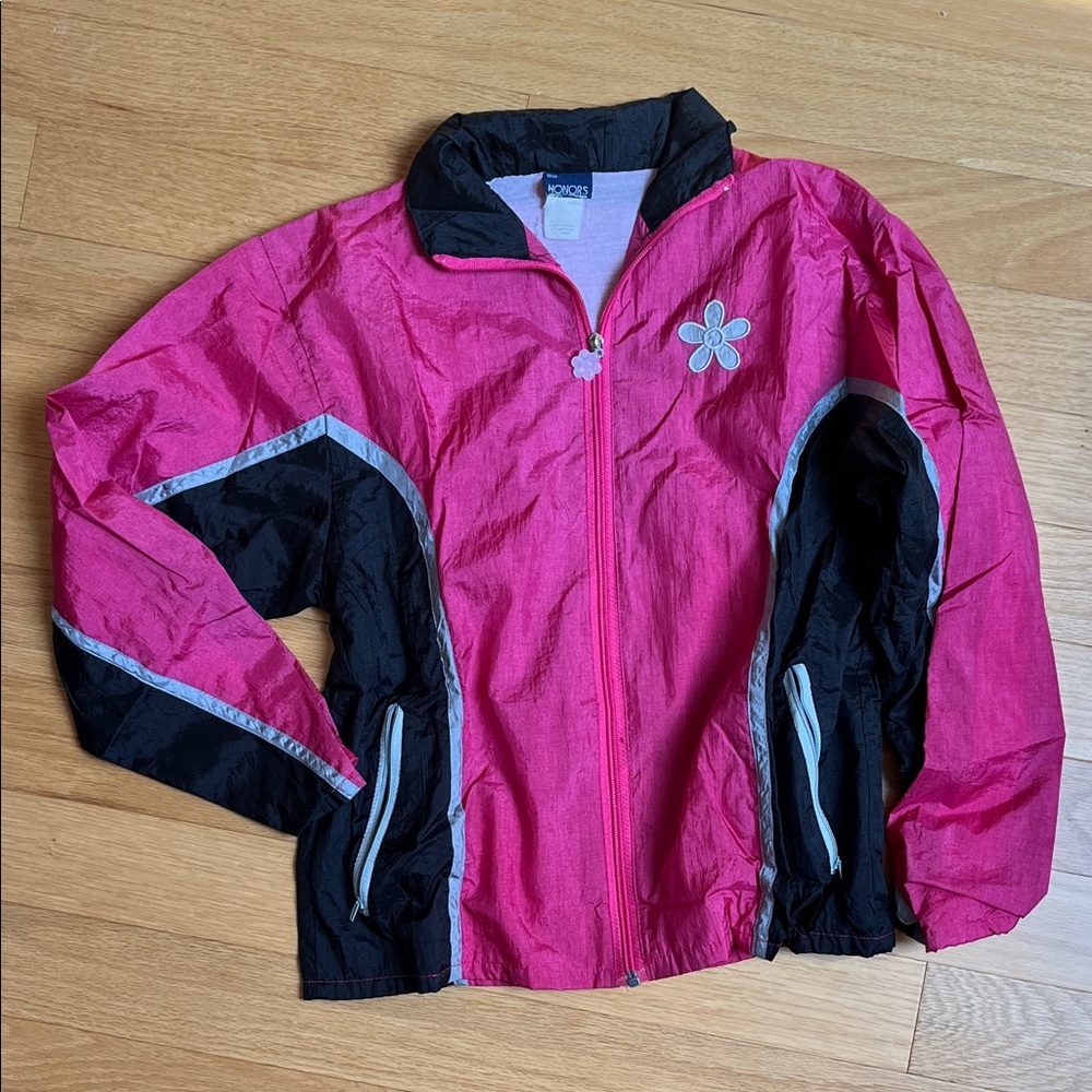 Honors Vibrant Pink and Black Girls Windbreaker Jacket